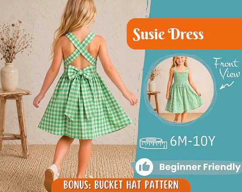 Girls Open-Back Bow Dress Sewing Pattern