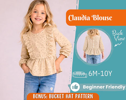 Girls Ruffle Peplum Blouse Sewing Pattern