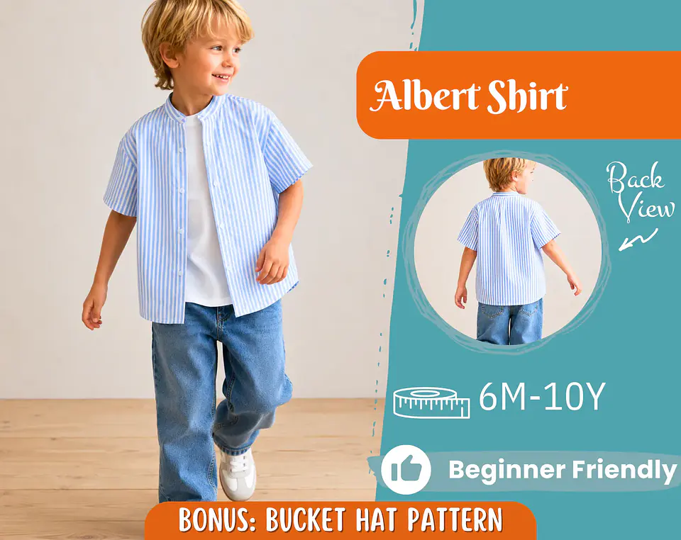 Boys Mandarin Collar Shirt Sewing Pattern 1