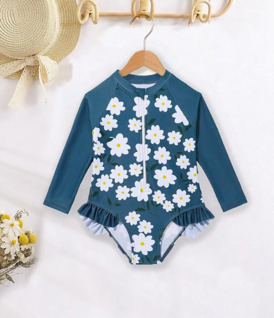 Girls Long Sleeve One-Piece Swimsuit Sewing Pattern 2