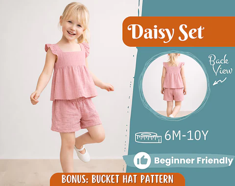 Girls Ruffle Top and Shorts Sewing Pattern