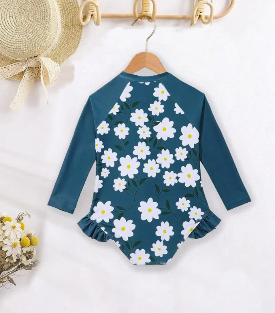 Girls Long Sleeve One-Piece Swimsuit Sewing Pattern 3