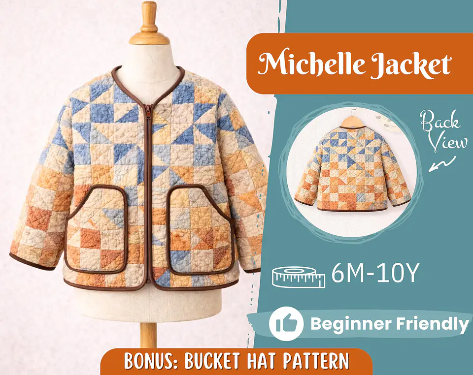 Kids Quilted Jacket Sewing Pattern 1