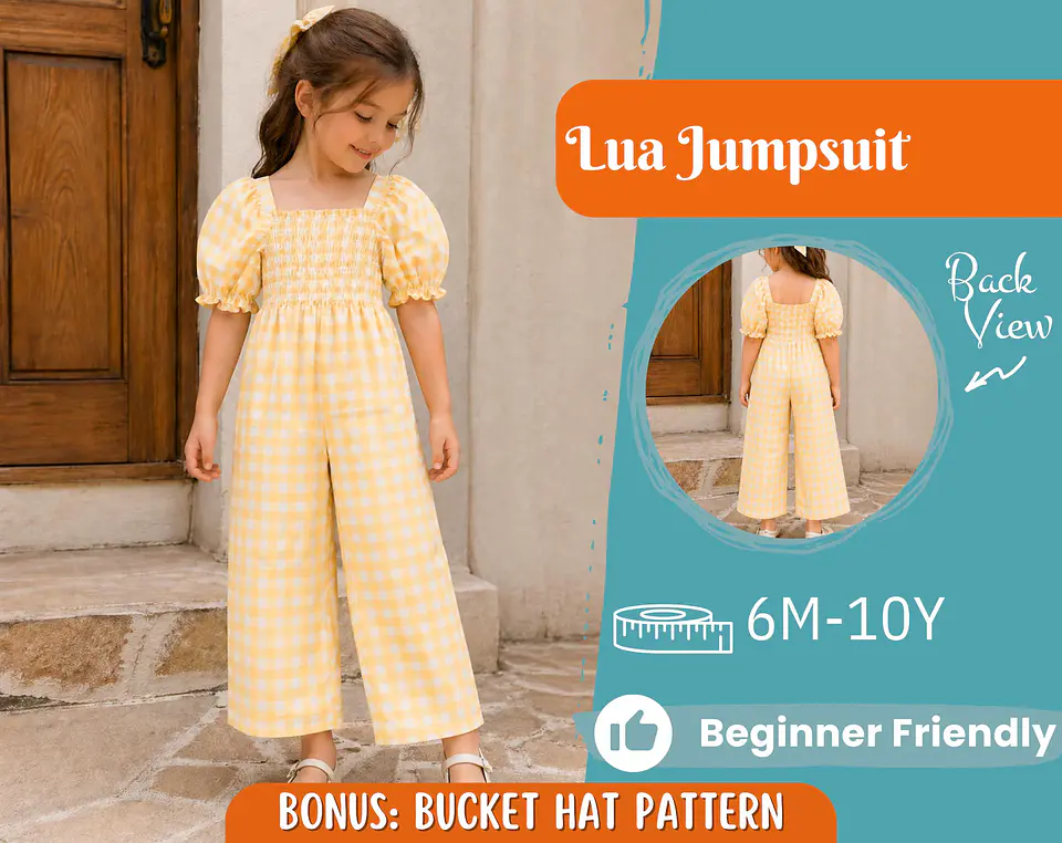 Girls Smocked Wide-Leg Jumpsuit Sewing Pattern 1