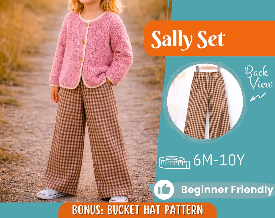 Girls Cozy Cardigan & Wide Leg Pants Set Sewing Pattern 1