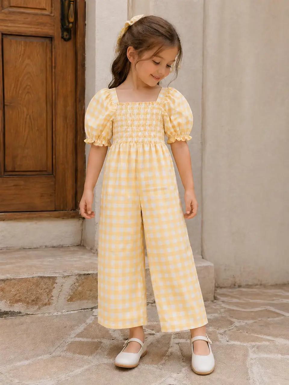 Girls Smocked Wide-Leg Jumpsuit Sewing Pattern 4