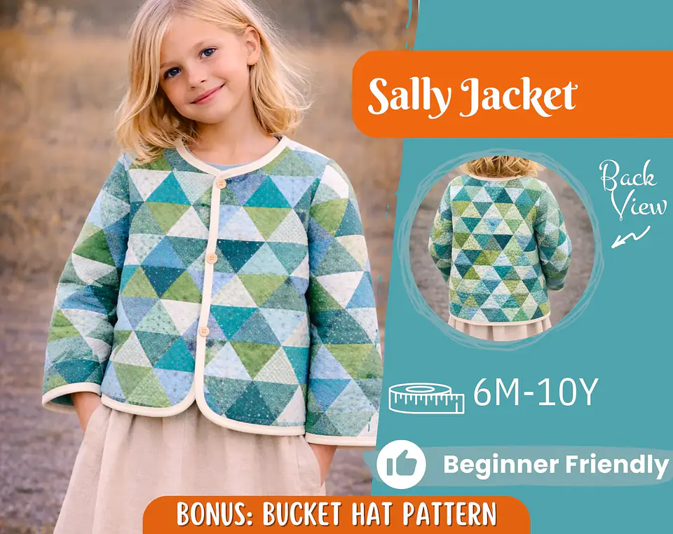 Kids Quilted Jacket Sewing Pattern PDF 1