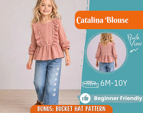 Girls Ruffle Peplum Blouse Sewing Pattern