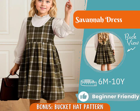 Girls Gathered Pinafore Dress Sewing Pattern