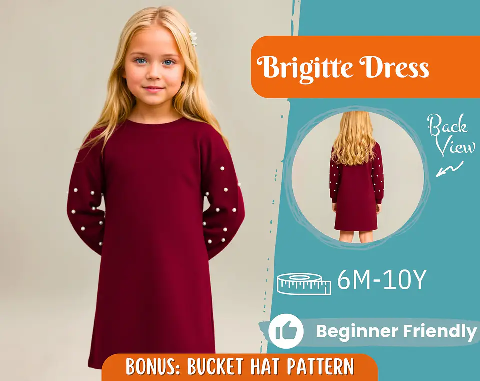 Girls Pearl Sleeve Dress Sewing Pattern 1