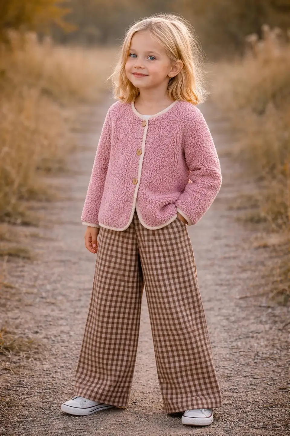 Girls Cozy Cardigan & Wide Leg Pants Set Sewing Pattern 5
