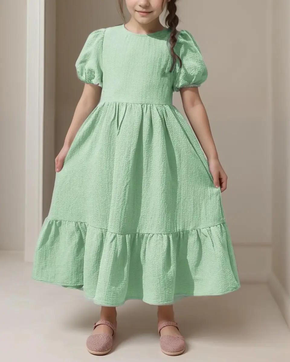 Girls Puff Sleeve Maxi Dress Sewing Pattern 2