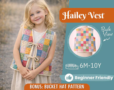 Girls Quilted Vest Sewing Pattern