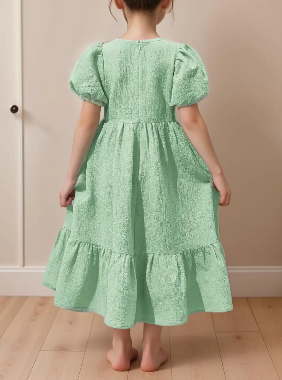 Girls Puff Sleeve Maxi Dress Sewing Pattern 3