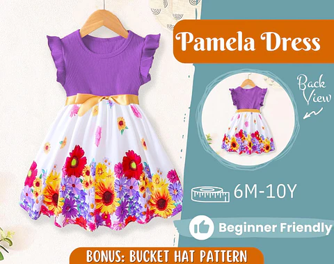 Girls Flutter Sleeve Dress Sewing Pattern PDF