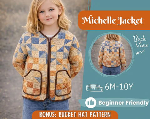 Kids Quilted Zip-Up Jacket Sewing Pattern 