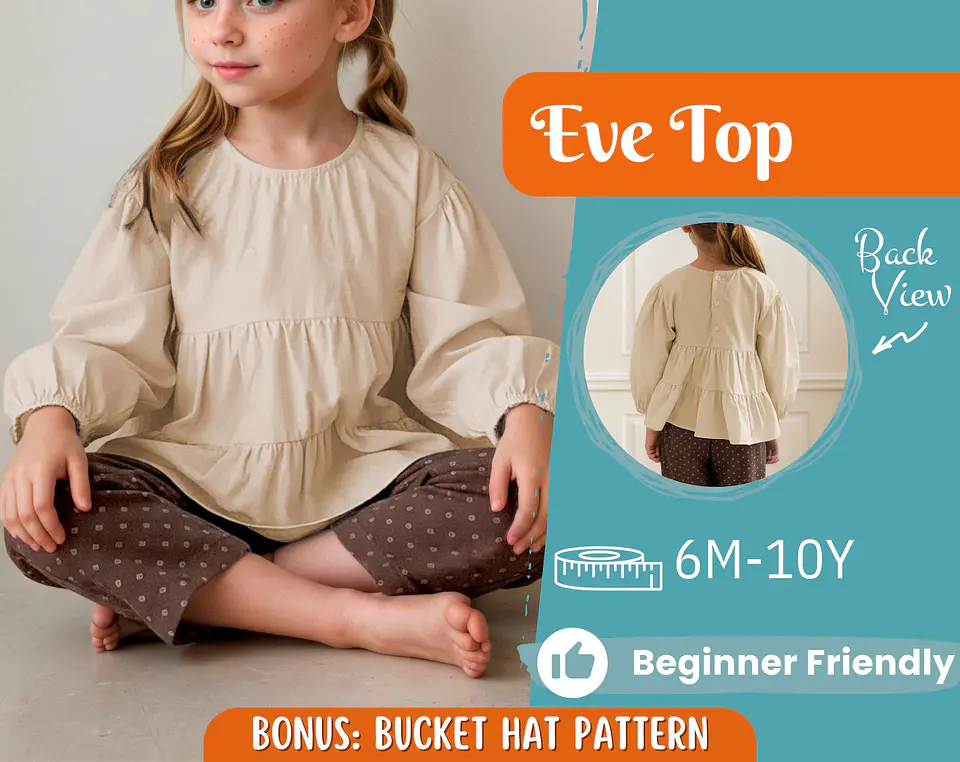 Girls Tiered Peplum Blouse Sewing Pattern 1