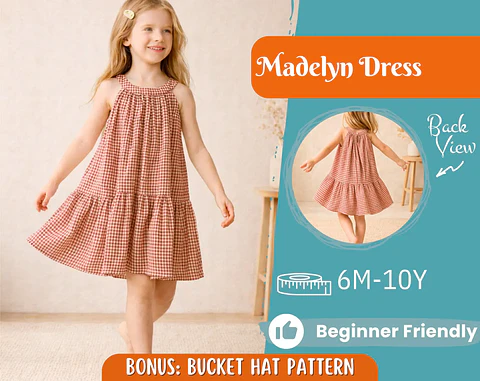 Girls Tiered Halter Neck Dress Sewing Pattern