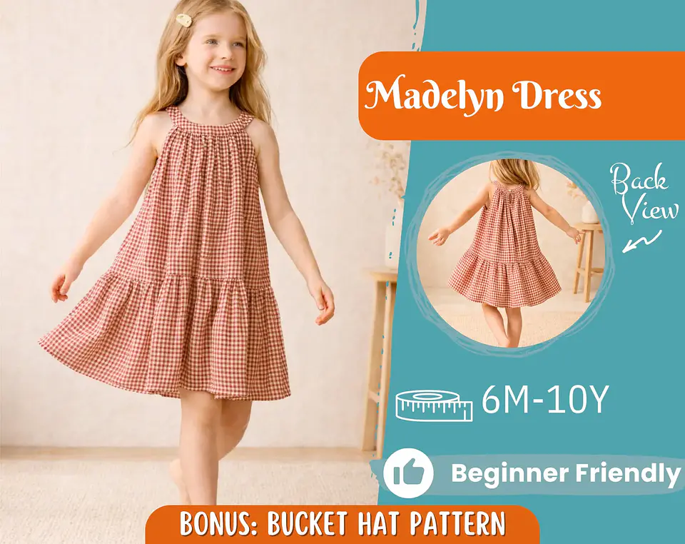 Girls Tiered Halter Neck Dress Sewing Pattern 1