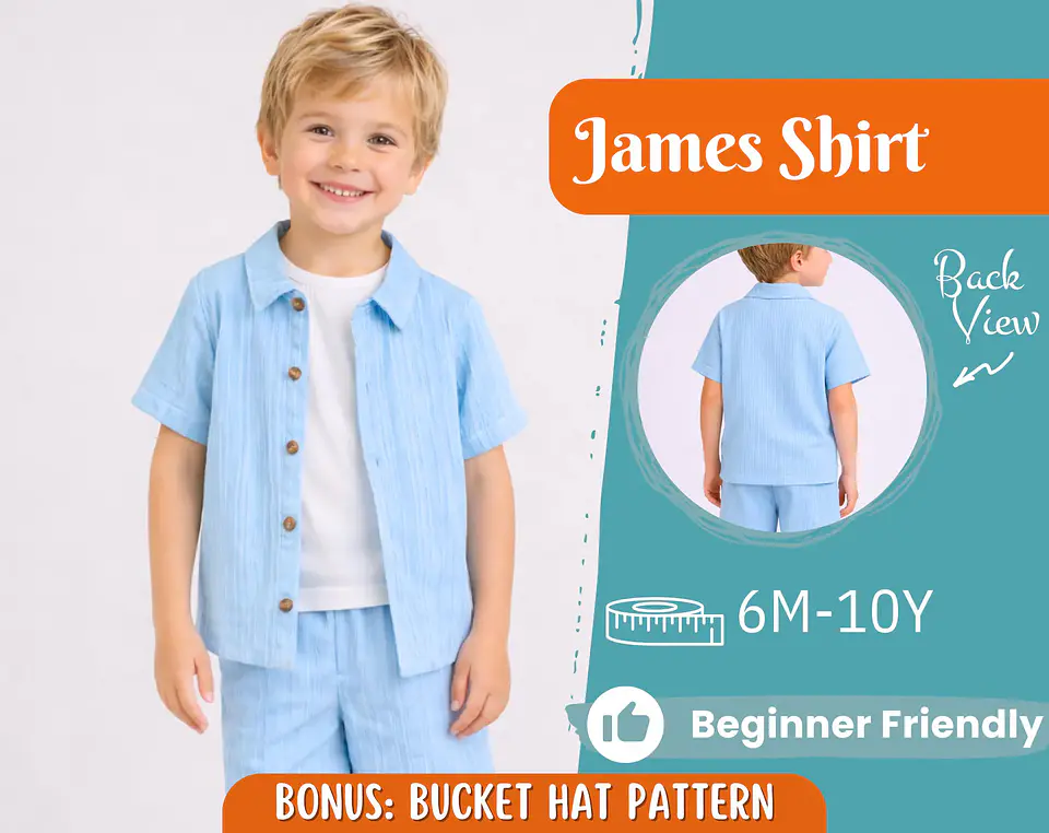 Boys Short Sleeve Shirt Sewing Pattern 1