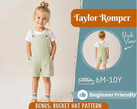 Kids Short Overalls Sewing Pattern