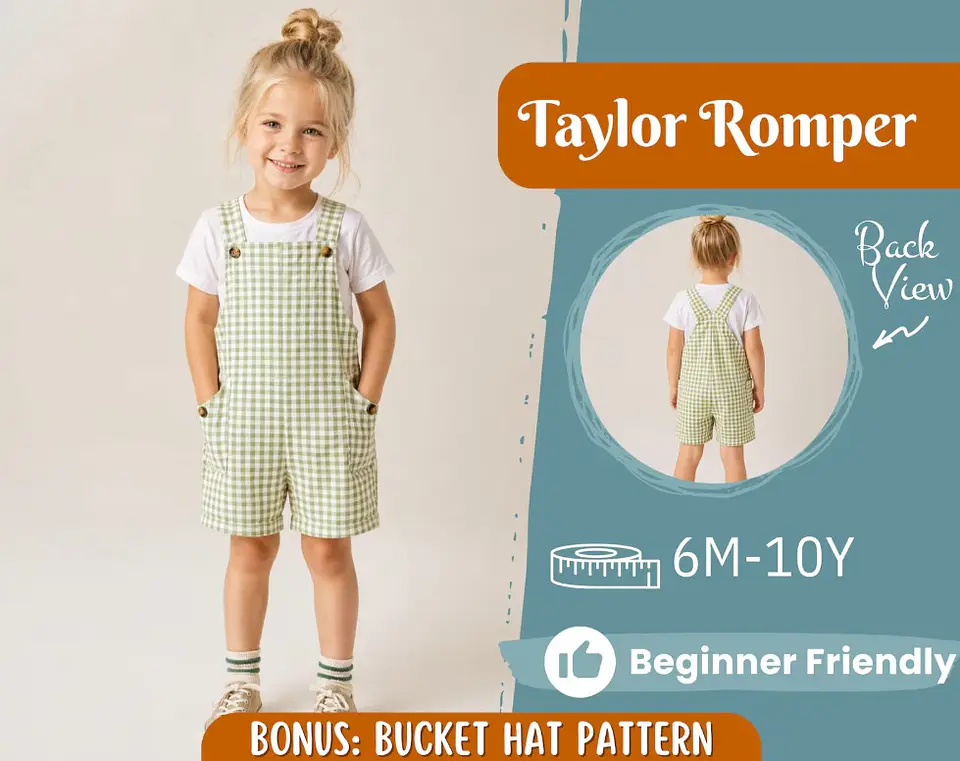 Kids Short Overalls Sewing Pattern 1