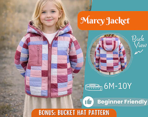 Girls Hooded Puffer Jacket Sewing Pattern