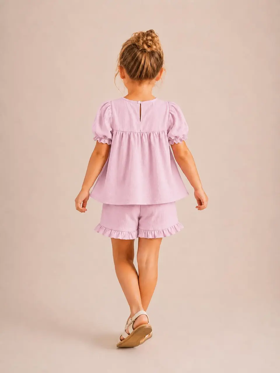Girls Puff Sleeve Top & Ruffle Shorts Sewing Pattern 2