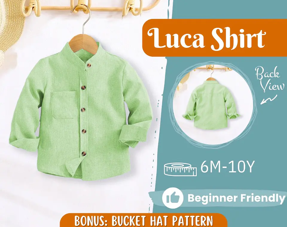 Kids Mandarin Collar Shirt Sewing Pattern 1
