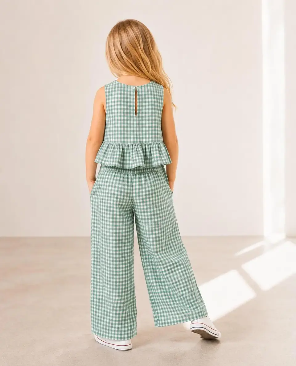 Girls Ruffle Top & Wide Leg Pants Sewing Pattern 2