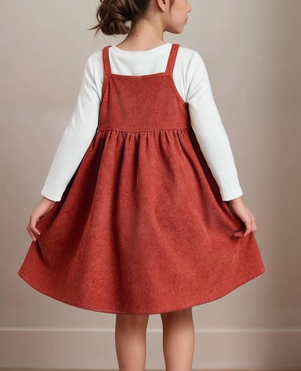 Girls Button Front Pinafore Dress Sewing Pattern 3
