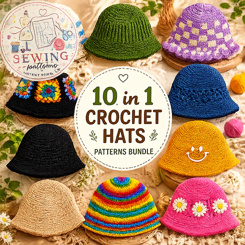 Crochet Hat Bundle PDF Digital Download 