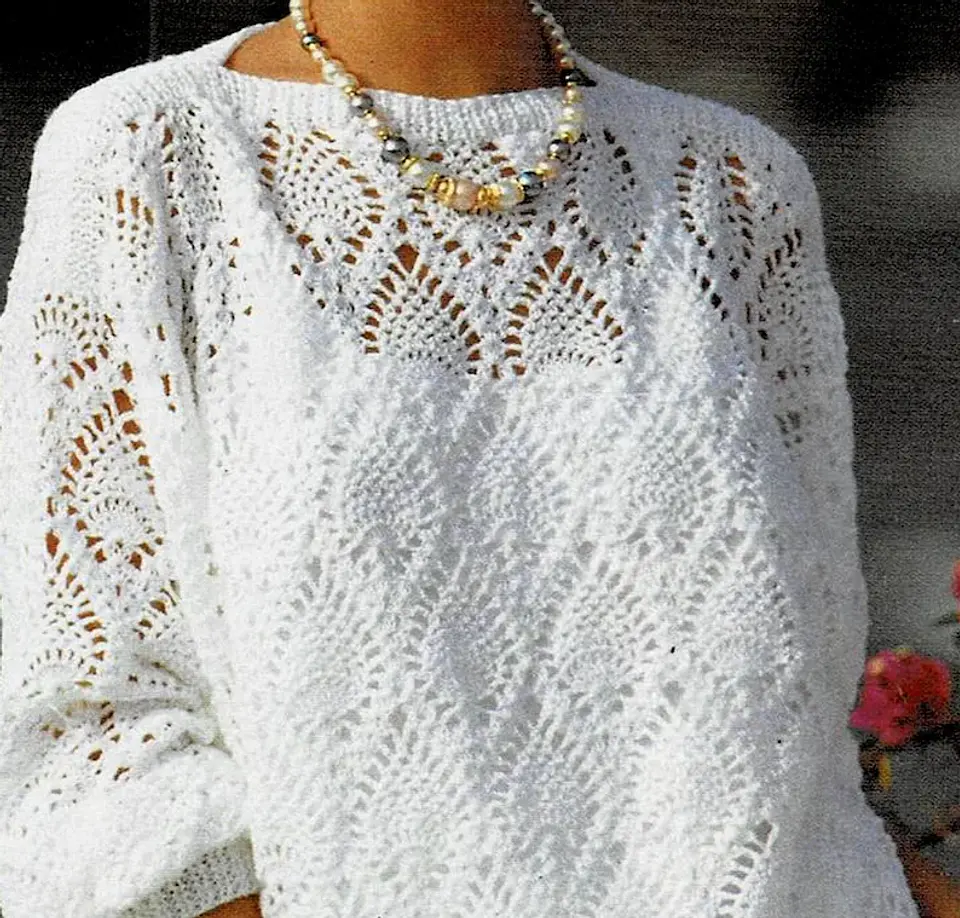 White cotton jersey pattern, pineapple style 1