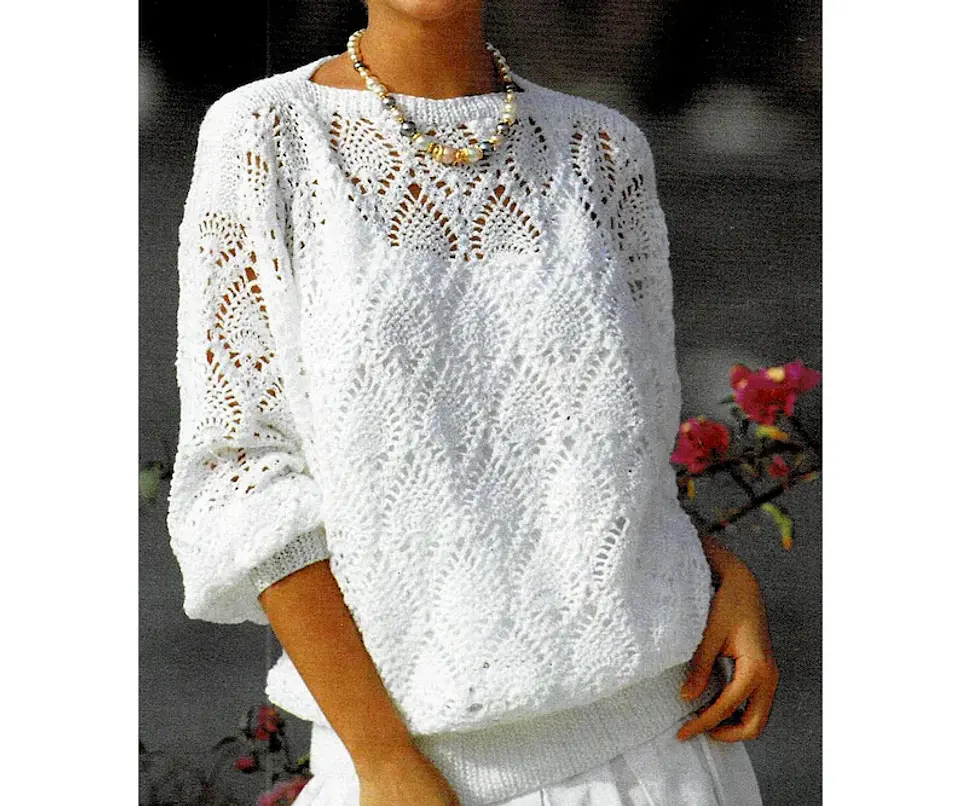 White cotton jersey pattern, pineapple style 3
