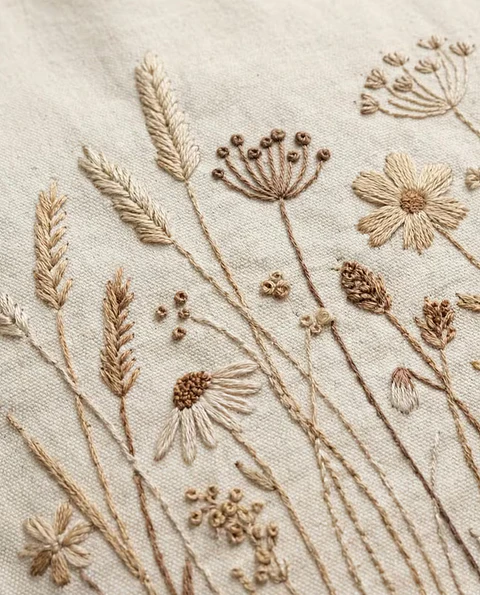 Hand Embroidery Floral Pattern PDF for boxy pouch