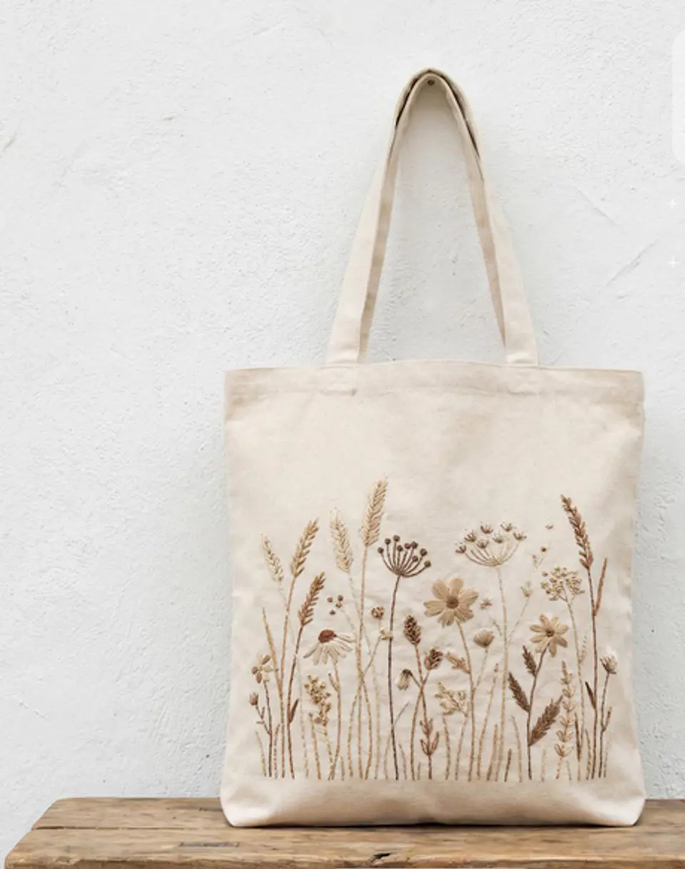 Hand Embroidery Floral Pattern PDF for boxy pouch 2