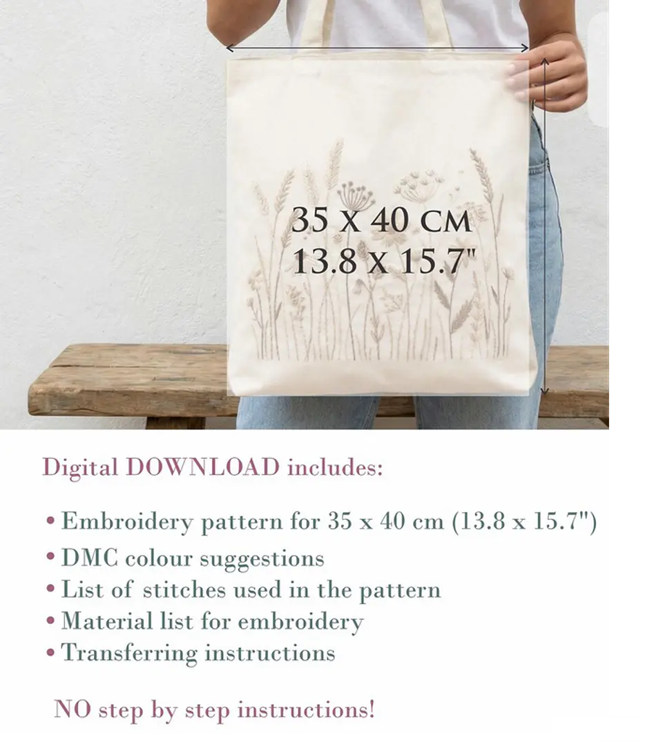 Hand Embroidery Floral Pattern PDF for boxy pouch 3