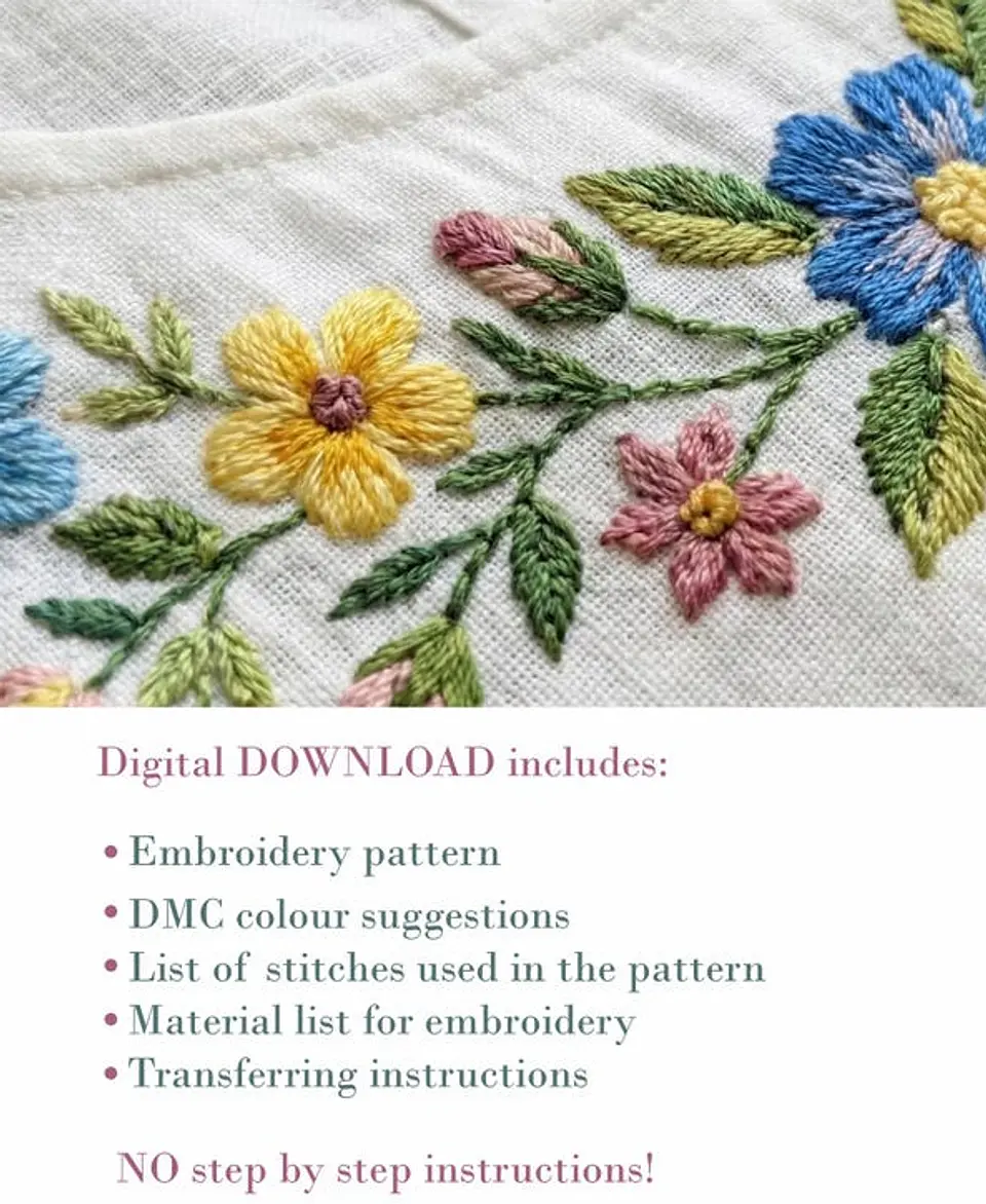 Hand Embroidery Women Shirt Floral Pattern PDF 3