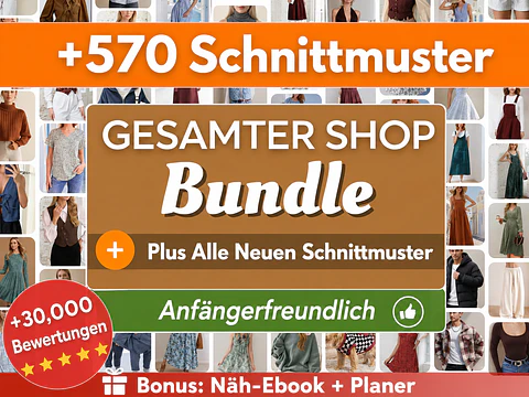 Whole Shop Bundle +530 Nähmuster | Nähmuster | Frauenmuster | Männermuster | Anfänger-Nähmuster Korsett-Hosenoberteil