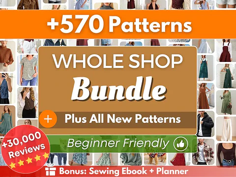 Whole Shop Bundle +570 Sewing Patterns | Sewing Patterns | Women Patterns | Men Patterns | Beginner Sewing Patterns Dress Corset Pants Top