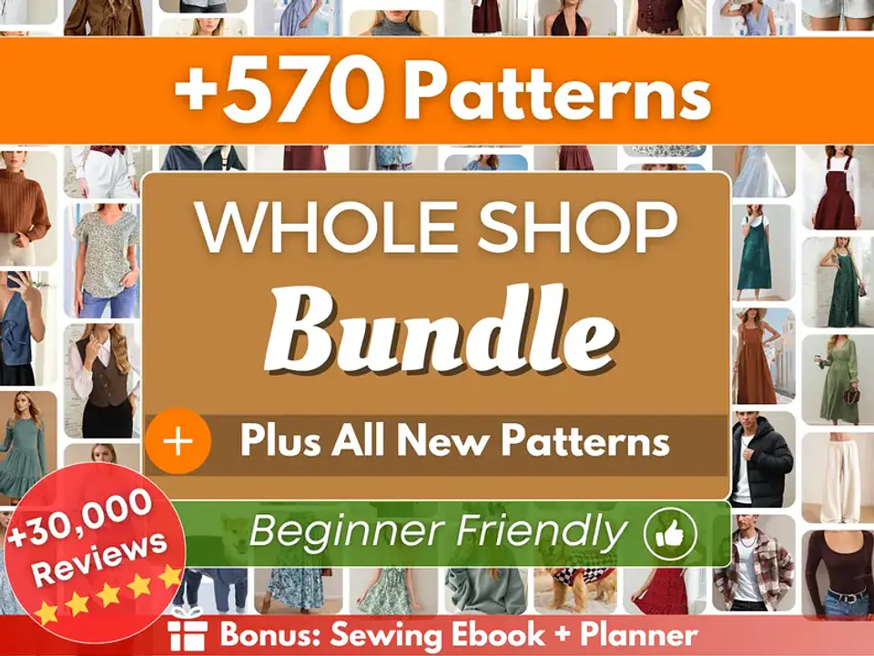 Whole Shop Bundle +570 Sewing Patterns | Sewing Patterns | Women Patterns | Men Patterns | Beginner Sewing Patterns Dress Corset Pants Top 1