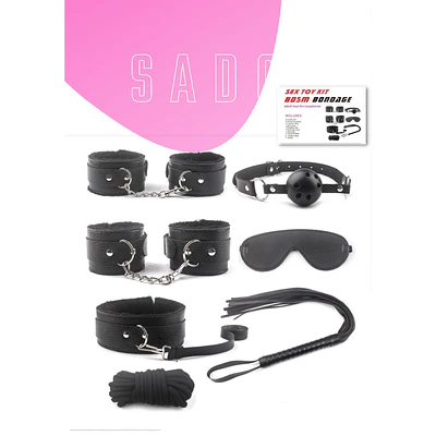 bondage sado negro 7 piezas 