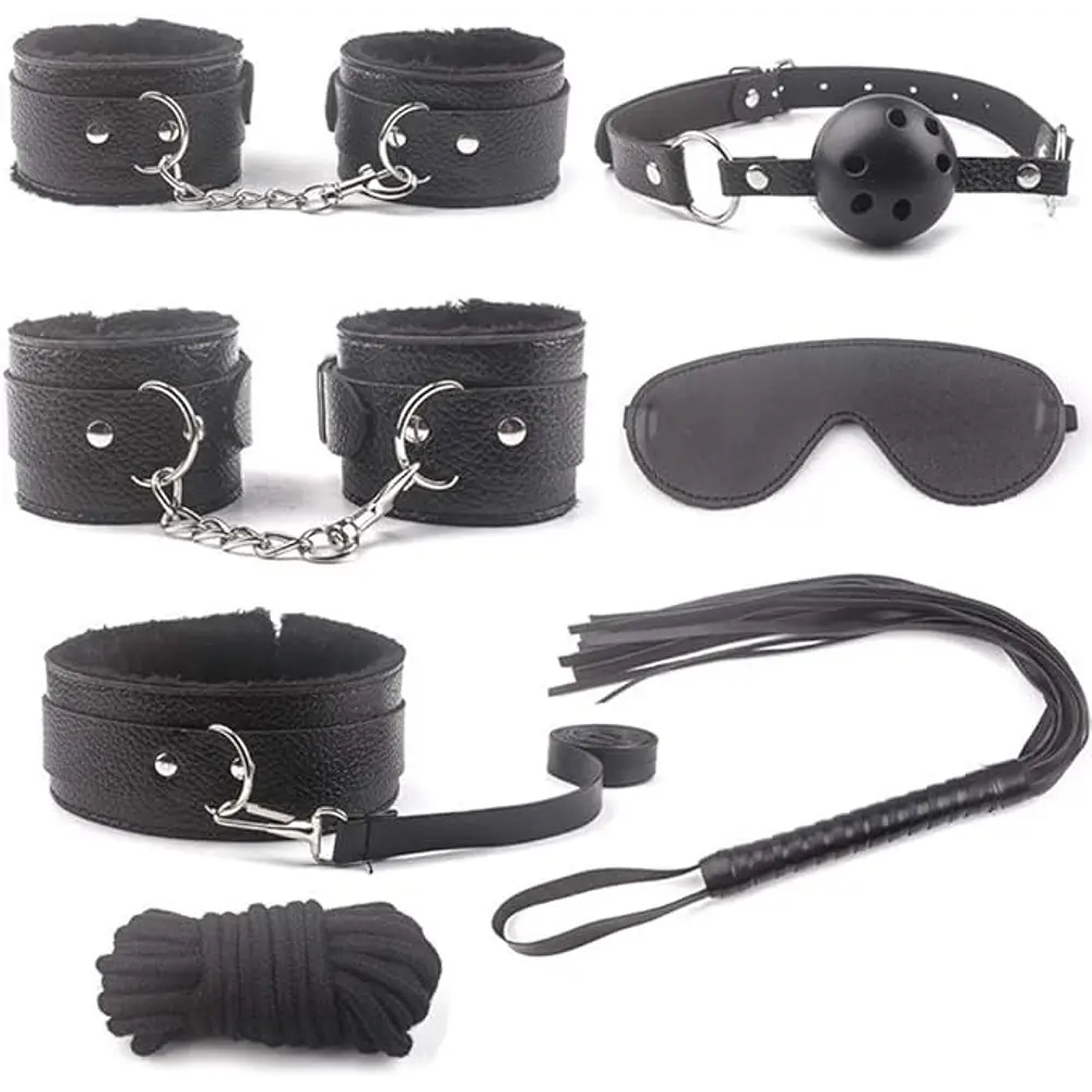bondage sado negro 7 piezas 
