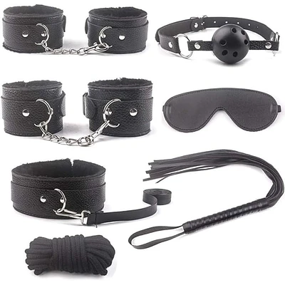 bondage sado negro 7 piezas 