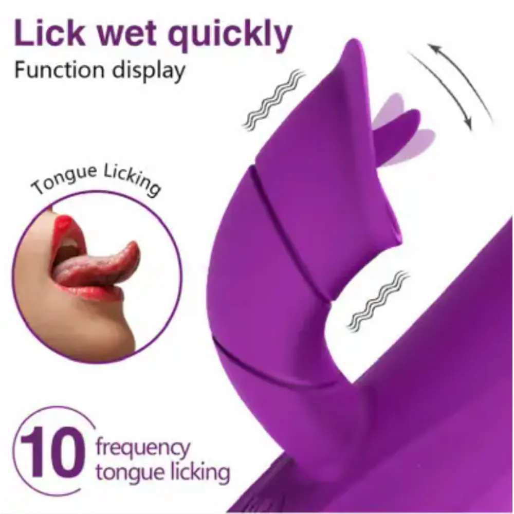 VIBRADOR ESTIMULADOR CON LENGUA Y MOVIMIENTO FRONTAL EN LA PUNTA 