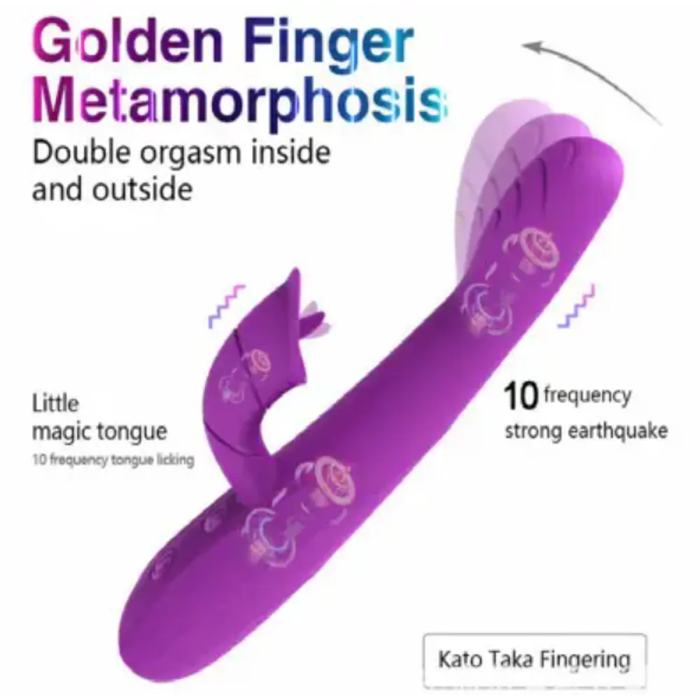 VIBRADOR ESTIMULADOR CON LENGUA Y MOVIMIENTO FRONTAL EN LA PUNTA 