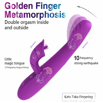 VIBRADOR ESTIMULADOR CON LENGUA Y MOVIMIENTO FRONTAL EN LA PUNTA 