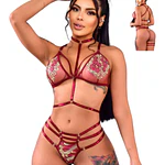 CONJUNTO SEXI EN SEDA BORDADA 