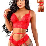 CONJUNTO EN ENCAJE CON CACHETERO SEXI 
