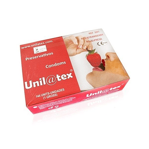 UNILATEX PRESERVATIVOS DE MORANGO 144 UDS